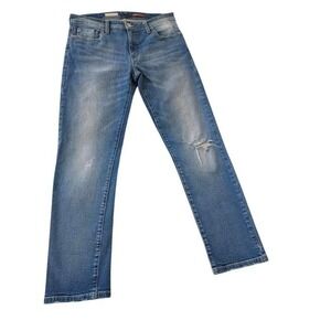 Y2K Moto Utility Skinny Jeans Dark Wash‎ Embroidered Pocket 30x31 2.1 Denim
